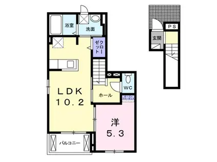 グラン・ソレイユ(1LDK/2階)の間取り写真