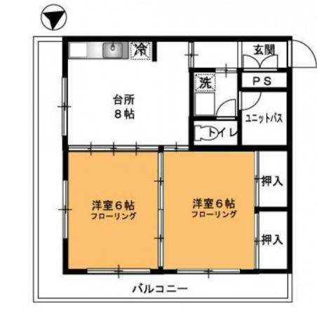 マンションストーク(2DK/2階)の間取り写真