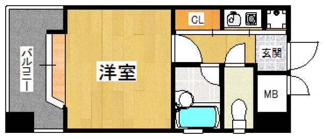 ピュアドーム高宮アーネスト(1K/6階)の間取り写真