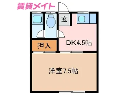 コーポ樹(1DK/1階)の間取り写真