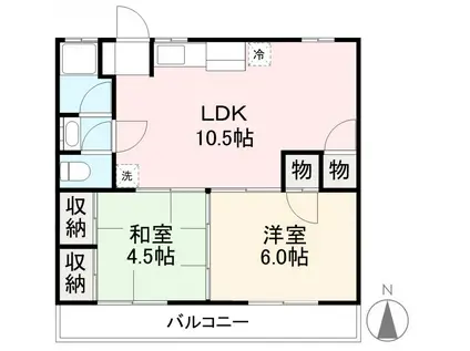 ヴェルヴィルKITA(2LDK/1階)の間取り写真