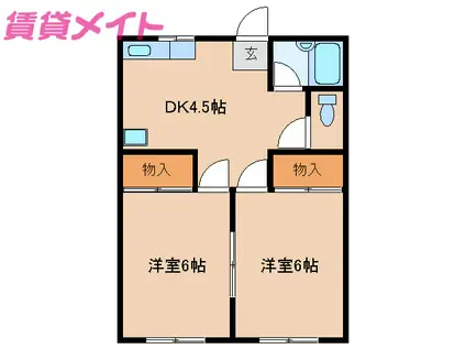 サイレンス芸濃(2DK/1階)の間取り写真