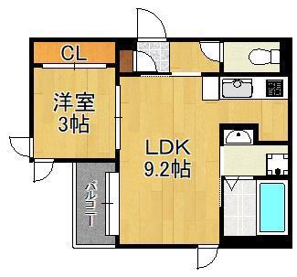 REGALESTラフィエ(1LDK/1階)の間取り写真