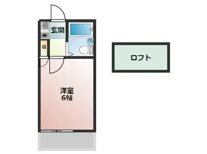 ユトリロ柱九番町(1K/2階)の間取り写真