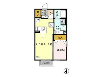 モナリエTOKUDA(1LDK/1階)の間取り写真