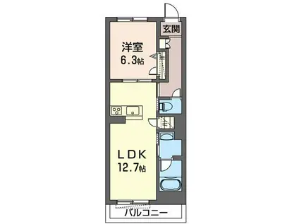 ティーツーレジデンス(1LDK/3階)の間取り写真