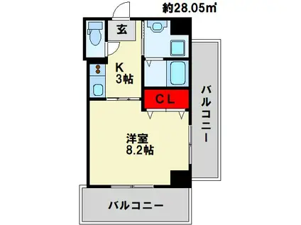 COCOメゾン(1K/2階)の間取り写真