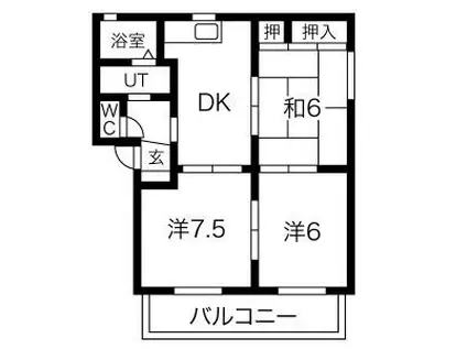 メニィハピネス A棟(3DK/2階)の間取り写真