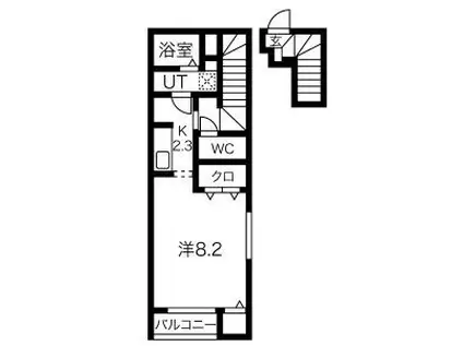 グロース・リープ(1K/2階)の間取り写真