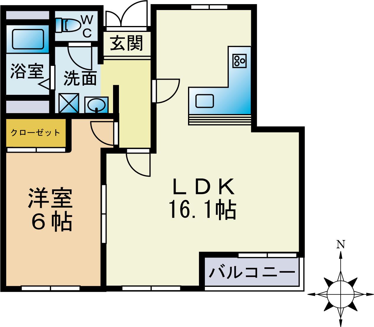 スズランハイツA(1LDK/2階)の間取り写真