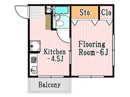エルハイム(1K/2階)の間取り写真