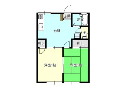 パークハイツA(2DK/1階)の間取り写真