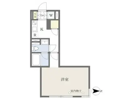 COZY茶屋ヶ坂(1K/1階)の間取り写真