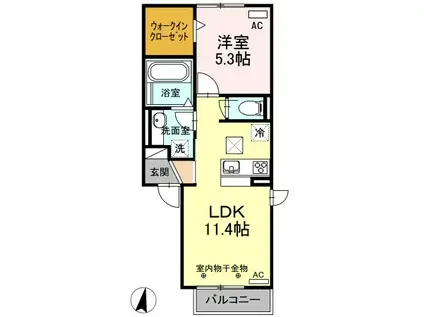 エルフィ―(1LDK/1階)の間取り写真