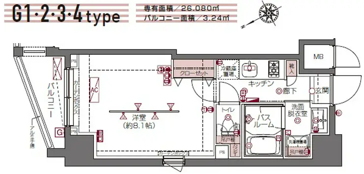 ZOOM白金高輪 7階階 間取り