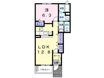 フォンテーヌ.ブローB(1LDK/1階)の間取り写真