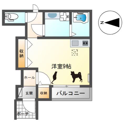 カーサ ビアンカ(ワンルーム/1階)の間取り写真