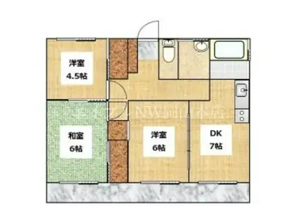 ナーリー若葉(3DK/2階)の間取り写真