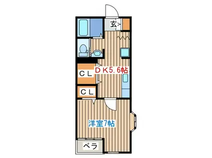 レイクハウス(1DK/1階)の間取り写真