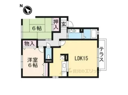 セジュールならやまⅡ(2LDK/1階)の間取り写真