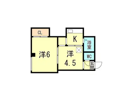 エルパラッツォ新開地(2K/2階)の間取り写真