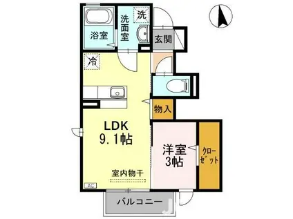キャッスル・パルコ(1LDK/1階)の間取り写真