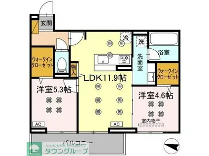 スリーレイヤー柏の葉(2LDK/3階)の間取り写真