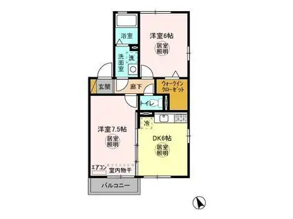 オーベンロープA(2DK/2階)の間取り写真