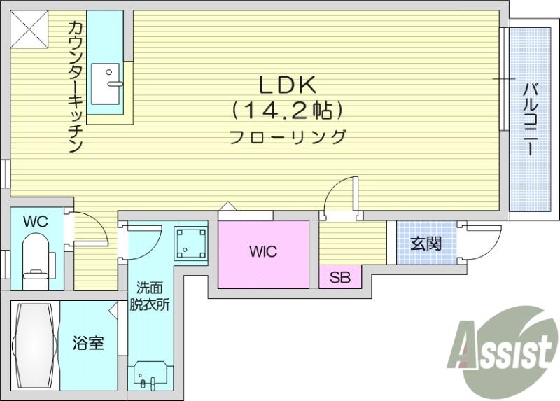 クレインバレー(ワンルーム/1階)の間取り写真