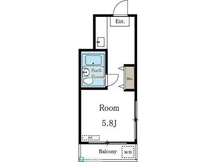 オークブロードヒル(ワンルーム/2階)の間取り写真