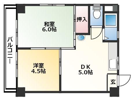 リバープール新田(2K/4階)の間取り写真