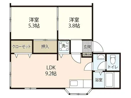 MS MANSION B(2LDK/1階)の間取り写真
