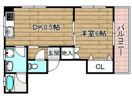 深沢ハイムB(1LDK/2階)の間取り写真