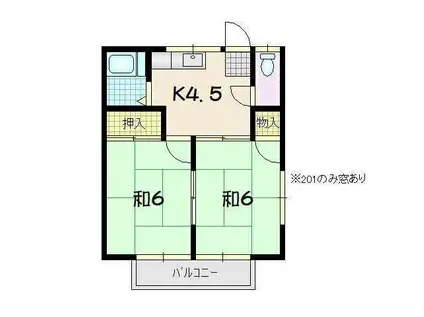 コーポふじさわ(2K/2階)の間取り写真