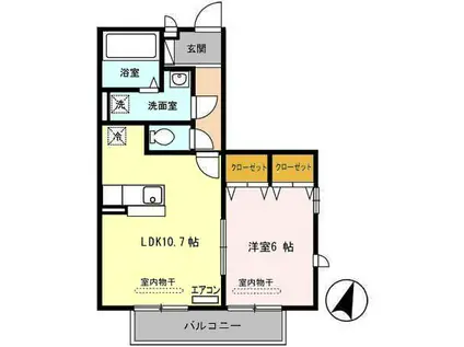 オークガーデンM(1LDK/2階)の間取り写真