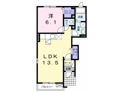 メゾン ラフレシール I(1LDK/1階)の間取り写真