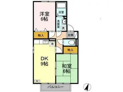 コンフォール中筋(2DK/2階)の間取り写真