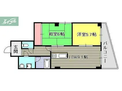 上杉第7ビル西古松(2LDK/3階)の間取り写真