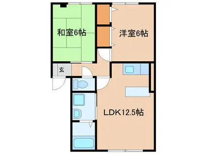ベルウッドKEI(2LDK/1階)の間取り写真