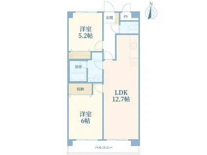 ガーデンハイツ六本木(2LDK/2階)の間取り写真