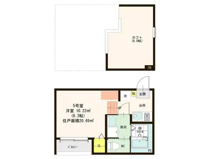 エクセルシア1番館(1K/2階)の間取り写真