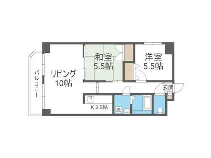 コスモ本町(2LDK/7階)の間取り写真