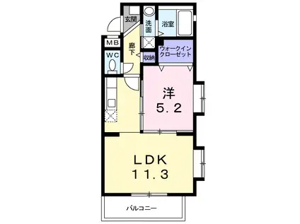 インター久留米SUR(1LDK/4階)の間取り写真