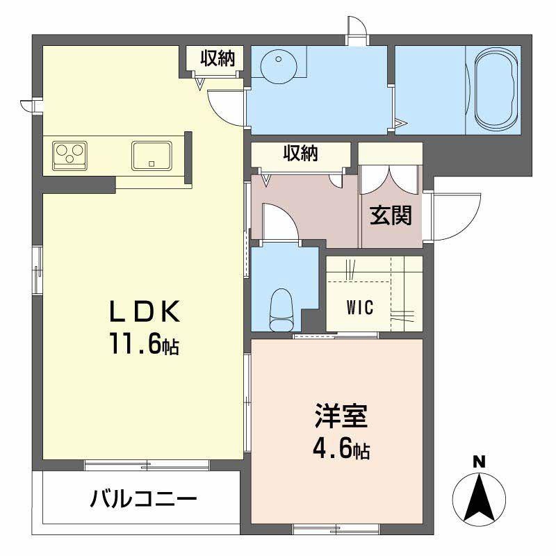 ベレオ堀止西(1LDK/2階)の間取り写真