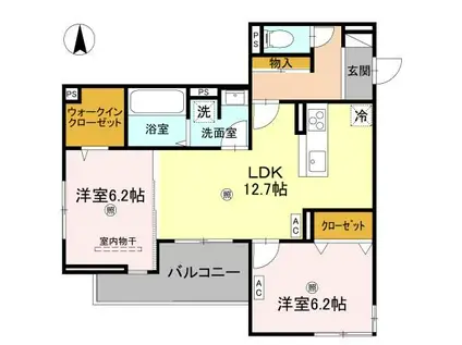 GREEN VILLAGE(2LDK/3階)の間取り写真