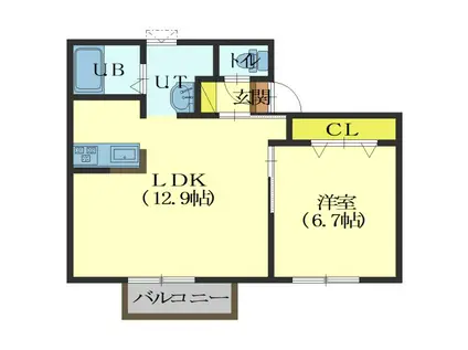 セントラルステージ本町(1LDK/1階)の間取り写真