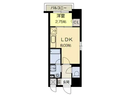 FORTUNEY江坂I(1LDK/2階)の間取り写真