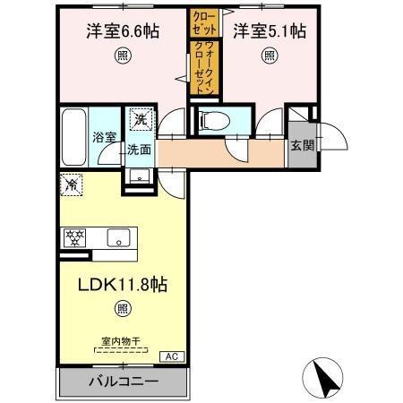 トリシアテラス(2LDK/2階)の間取り写真