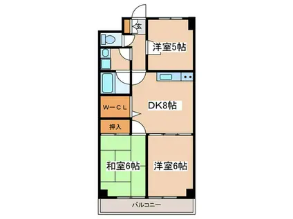 チェリーパレスII(3DK/2階)の間取り写真