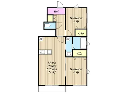 リリークレールI(2LDK/1階)の間取り写真